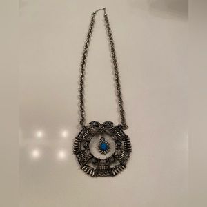 Signed HMS Madeira Pewter Costume Necklace 14 Inches Eagle and Navajo Design.